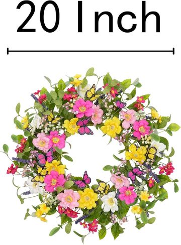 20 Inch Spring Wreath for Front Door Summer Wreath Yellow Lemon Tulip Green Leaves Home Decorations Inside Outside Wedding Wall Window in Saudi Arabia