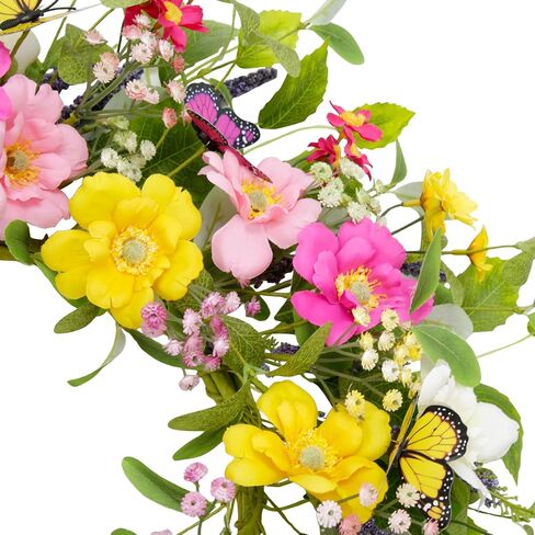 20 Inch Spring Wreath for Front Door Summer Wreath Yellow Lemon Tulip Green Leaves Home Decorations Inside Outside Wedding Wall Window in Saudi Arabia