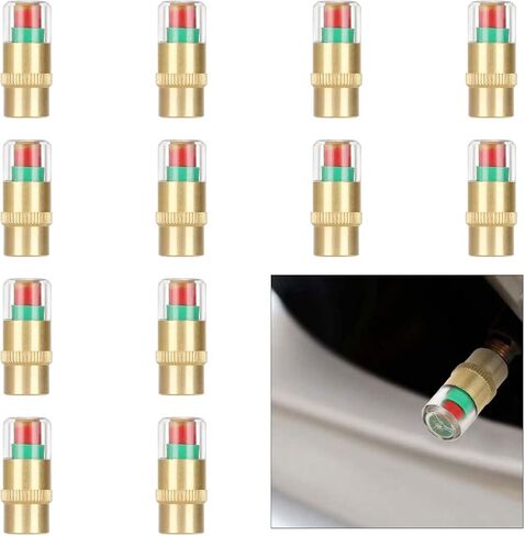 12PCS CAR CAR TIRE LUSSION MONITION CAPS ، مؤشر مستشعر CAPS STEM 3-COLOR ، 2.4BAR 3PRISI 3PSI الإطارات. in Kuwait
