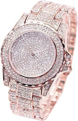 Luxury Women Watch Bling Bling Fashion Jewelry Crystal Diamond Rhinestone Ladies Watches Steel Band Round Dial Analog Clock Classic Quartz Female Charm Bracelet Dress Wristwatches in Saudi Arabia