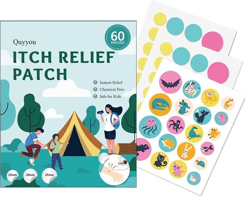 Itch & Bite Relief Patches 60 Stickers Fast-Acting Hydrocolloid for Kids & Adults Natural Formula, Chemical-Free Stop Itching, Prevent Scratching & Reduce Dark Marks Easy to Use Travel Essentials in Kuwait