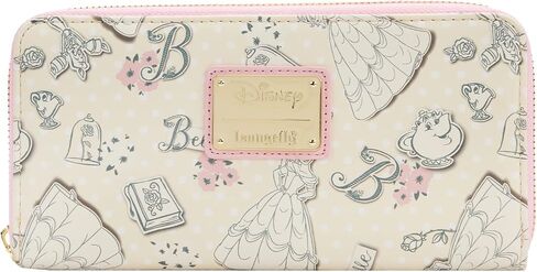 Loungefly x Disney Beauty and the Beast Belle Pink Allover-Print Zip-Around Wallet in Saudi Arabia