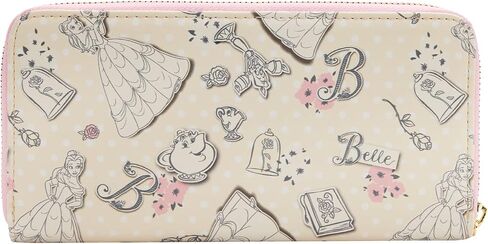 Loungefly x Disney Beauty and the Beast Belle Pink Allover-Print Zip-Around Wallet in Saudi Arabia