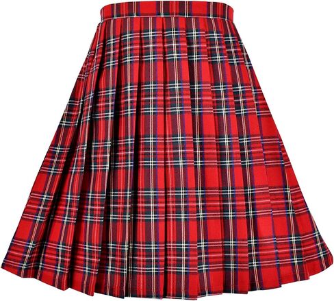 Sunny Fashion Girls Skirt Kids School Uniform Set Red Tartan Pleated Hem Skirt in Saudi Arabia