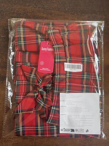 Sunny Fashion Girls Skirt Kids School Uniform Set Red Tartan Pleated Hem Skirt in Saudi Arabia