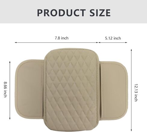 Car Center Console Cover, Quilted Microfiber Leather Armrest Cushion with Storage Pockets, Universal Fit, Black in Saudi Arabia