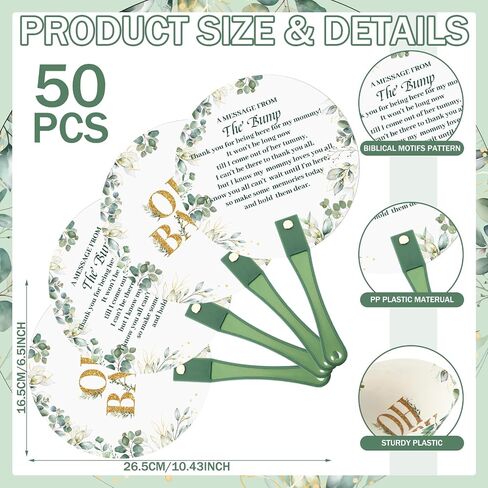 50 Pcs Baby Shower Party Favors for Guests on Baby Thank You Fans Cute Handheld Plastic Fans Gifts for Girl Boy Gender Reval Party Favors(Green Leaf) in Saudi Arabia