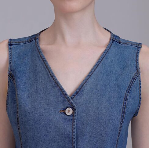 V Vocni Womens Denim Vest Oblessed Jean Vest Top Top Croped Denim Tops Fashion Western Western in Saudi Arabia
