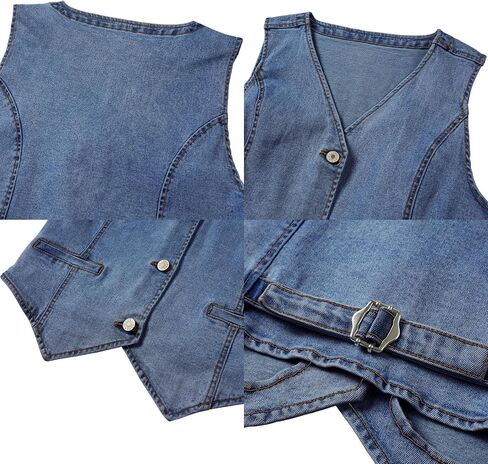 V Vocni Womens Denim Vest Oblessed Jean Vest Top Top Croped Denim Tops Fashion Western Western in Saudi Arabia