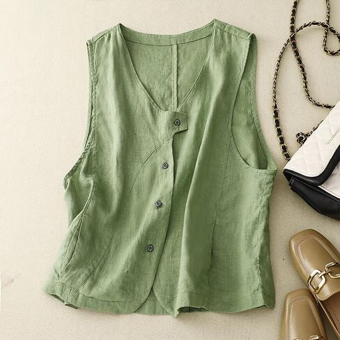 Mintlimit Women's Linen Vest in Kuwait