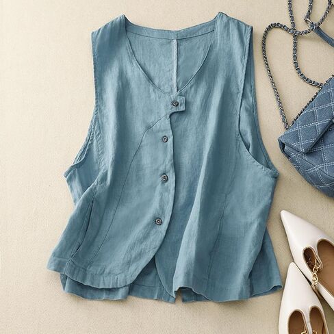 Mintlimit Women's Linen Vest in Kuwait