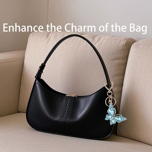 Weixiltc Charm Keychain للنساء ، سلسلة مفاتيح القلب اللطيفة مع قلادة الفراشة الماس ، حقيبة جميلة وملحق مفاتيح المحفظة in Kuwait