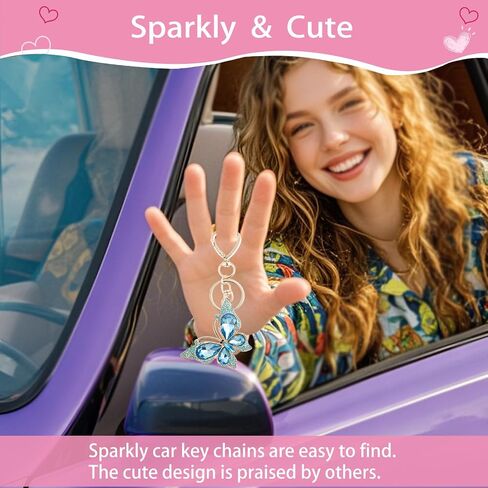 Weixiltc Charm Keychain للنساء ، سلسلة مفاتيح القلب اللطيفة مع قلادة الفراشة الماس ، حقيبة جميلة وملحق مفاتيح المحفظة in Kuwait