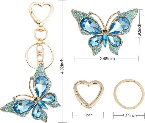 Weixiltc Charm Keychain للنساء ، سلسلة مفاتيح القلب اللطيفة مع قلادة الفراشة الماس ، حقيبة جميلة وملحق مفاتيح المحفظة in Kuwait