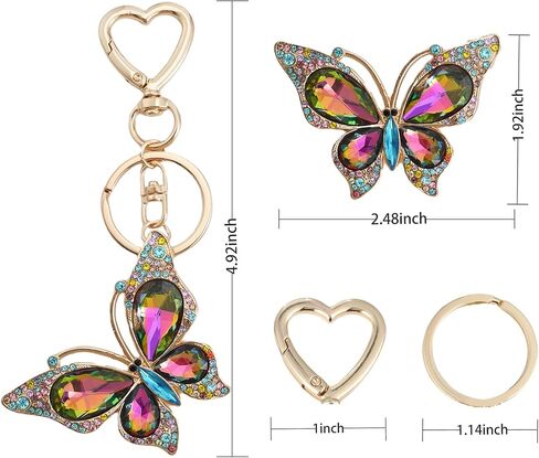 Weixiltc Charm Keychain للنساء ، سلسلة مفاتيح القلب اللطيفة مع قلادة الفراشة الماس ، حقيبة جميلة وملحق مفاتيح المحفظة in Kuwait