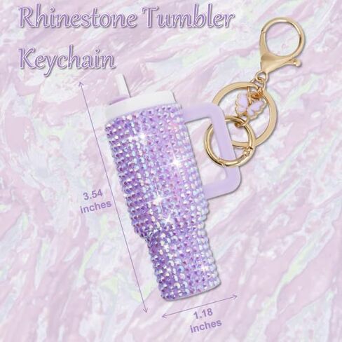 Sparkling Rhinestones Mini Tumbler Keychain Lip Balm Holder Key Ring, Stylish & Functional Accessories in Saudi Arabia