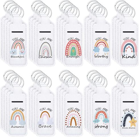 CTOSREE 40 PCS RAINBOW RIPSTICK HARDER مع كلمات ملهمة LAP BALM HOLDER -CHEAIN CNA GIFTS (قوس قزح أبيض) in Kuwait