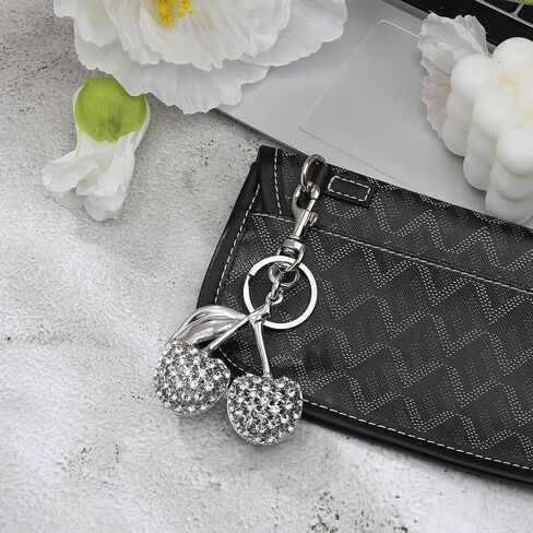 Cherry Keychain Bag Charm, Bling Sparkly Metal Key Accessories for Purses Charms Handbags Pendant for Women Gifts in Saudi Arabia