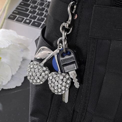Cherry Keychain Bag Charm, Bling Sparkly Metal Key Accessories for Purses Charms Handbags Pendant for Women Gifts in Saudi Arabia