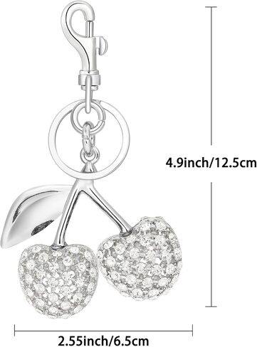 Cherry Keychain Bag Charm, Bling Sparkly Metal Key Accessories for Purses Charms Handbags Pendant for Women Gifts in Saudi Arabia