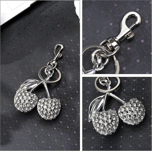 Cherry Keychain Bag Charm, Bling Sparkly Metal Key Accessories for Purses Charms Handbags Pendant for Women Gifts in Saudi Arabia