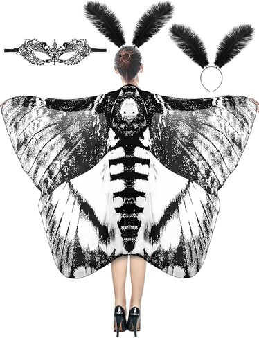 3 PCS Moth Butterfly Wings Cape مجموعة أزياء للبالغين الأجنحة العثة مع قناع الدنت in Kuwait