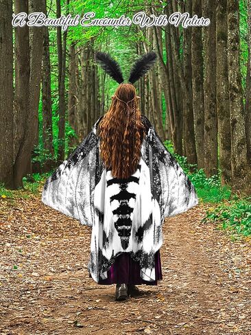 3 Pcs Moth Butterfly Wings Cape Set Adult Costume Moth Wings Moth Cape with Headband Lace Mask for Halloween in Kuwait