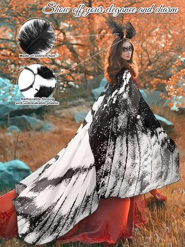 3 Pcs Moth Butterfly Wings Cape Set Adult Costume Moth Wings Moth Cape with Headband Lace Mask for Halloween in Kuwait