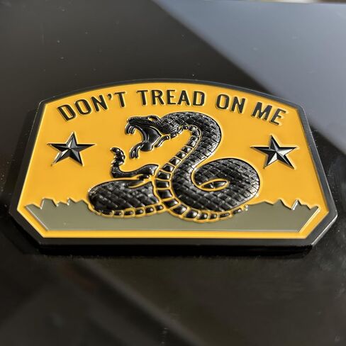 Gadsden Flag Rattlesnake Car Emblem 3D Metal Decal with “Don’T Tread ON ME" Slogan, 3M Adhesive, Perfect for Cars, Motorcycles, Windows, Doors, and Flat Surfaces (Matt Black Yellow) in Saudi Arabia