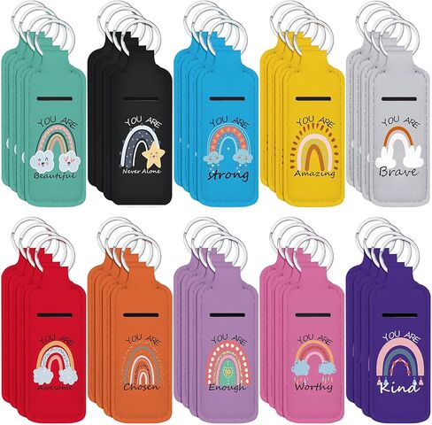 CTOSREE 40 PCS RAINBOW RIPSTICK HARDER مع كلمات ملهمة LAP BALM HOLDER -CHEAIN CNA GIFTS (قوس قزح أبيض) in Kuwait