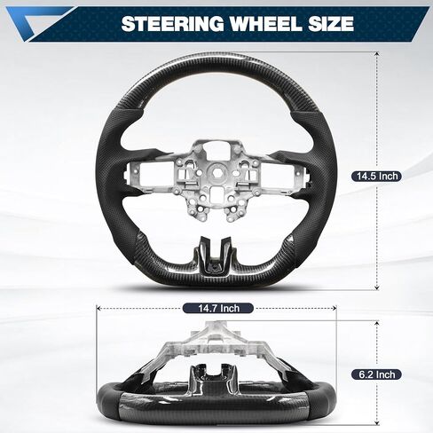 Carbon Fiber Steering Wheel For Mustang EcoBoost/GT/Shelby GT350/GT350R 2012-2014 D-shaped Nappa Perforated Leather Flat-bottom Custom Steering Wheel in Kuwait