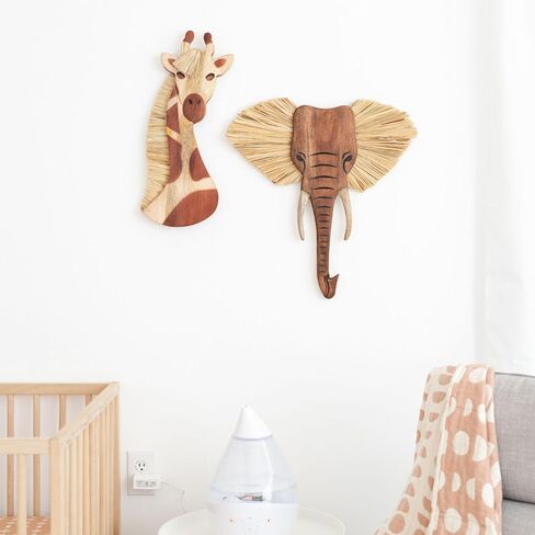 ديكور غرفة الأطفال وغرفة الأطفال من Crane Baby Safari، ديكور حائط خشبي على شكل حيوانات للأولاد والبنات، أسد، 21 بوصة × 21 بوصة in Kuwait