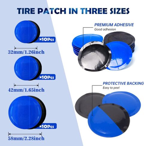 60 Pieces Tire Patch Kit 32 mm 42 mm 58 mm Tire Repair Kit with Tire Patch Roller Scraping Cutter Tire and Tube Patches Tire Repair Tools for Car Truck Motorcycle Bike Wheel in Saudi Arabia