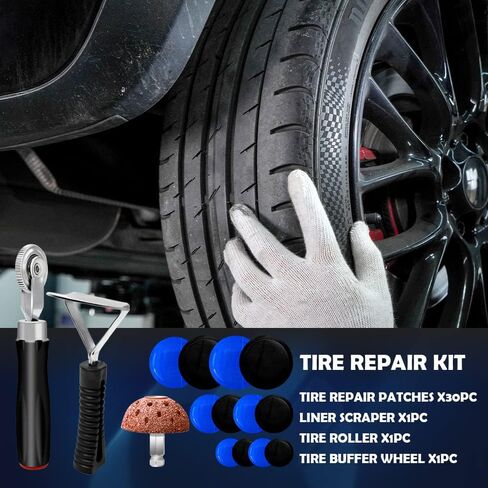 60 Pieces Tire Patch Kit 32 mm 42 mm 58 mm Tire Repair Kit with Tire Patch Roller Scraping Cutter Tire and Tube Patches Tire Repair Tools for Car Truck Motorcycle Bike Wheel in Saudi Arabia