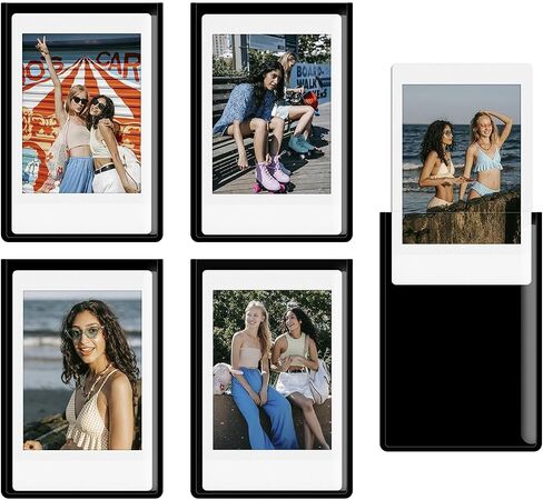 5 حزمة إطارات الصور المغناطيسية لفيلم Instax Mini ، 2x3 إطارات الصور إطارات المغناطيس الثلاجة تناسب Fujifilm Instax Mini Liplay 12 11 9 8 99 70 40 40 Se Evo - Black in Saudi Arabia