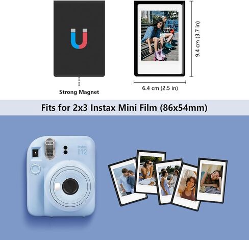 5 حزمة إطارات الصور المغناطيسية لفيلم Instax Mini ، 2x3 إطارات الصور إطارات المغناطيس الثلاجة تناسب Fujifilm Instax Mini Liplay 12 11 9 8 99 70 40 40 Se Evo - Black in Saudi Arabia