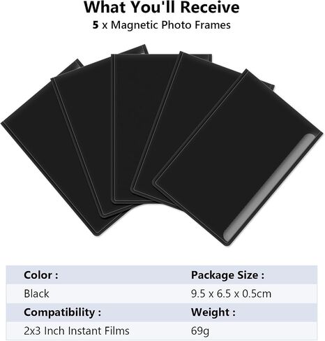 5 حزمة إطارات الصور المغناطيسية لفيلم Instax Mini ، 2x3 إطارات الصور إطارات المغناطيس الثلاجة تناسب Fujifilm Instax Mini Liplay 12 11 9 8 99 70 40 40 Se Evo - Black in Saudi Arabia