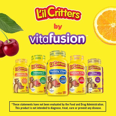 L'il Critters Kids Omega-3 Gummy, 3 Fatty acids, DHA, EPA and ALA. 120 ct (60-120 Day Supply), Delicious Citrus Flavors (No Fishy Taste) from America's Number One Kids Gummy Vitamin Brand in Saudi Arabia