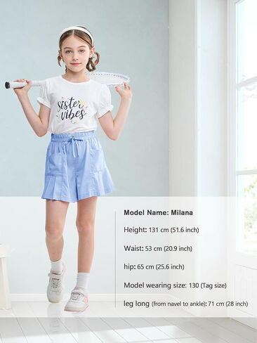 Rolanko Girls Shorts Casual Flowy Summer Short Pants Kids Ruffle Beach Shorts with Pockets 5-12 Years in Kuwait