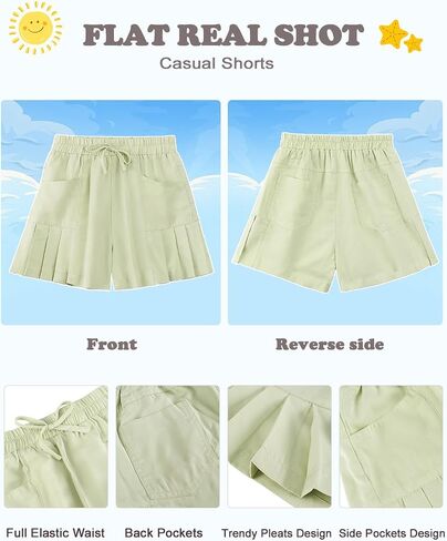 Rolanko Girls Shorts Casual Flowy Summer Short Pants Kids Ruffle Beach Shorts with Pockets 5-12 Years in Kuwait