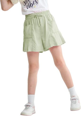 Rolanko Girls Shorts Casual Flowy Summer Short Pants Kids Ruffle Beach Shorts with Pockets 5-12 Years in Kuwait