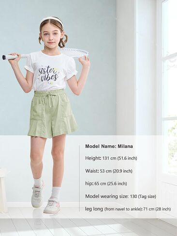 Rolanko Girls Shorts Casual Flowy Summer Short Pants Kids Ruffle Beach Shorts with Pockets 5-12 Years in Kuwait