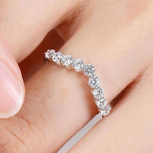 Moissanite Wedding Band for Women, 0.54 ct D Color VVS1 Sterling Silver Rings Half Eternity Moissanite Stackable Engagement Ring Anniversary in Saudi Arabia