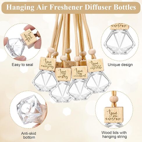 Team Gift Bulk Car Air Freshener Ornament Diffuser Hanging Empty Glass Essential Oil Bottle Employee Teachers Appreciation Gifts Volunteer Staff Thank You Gift (30 Pcs) in Saudi Arabia
