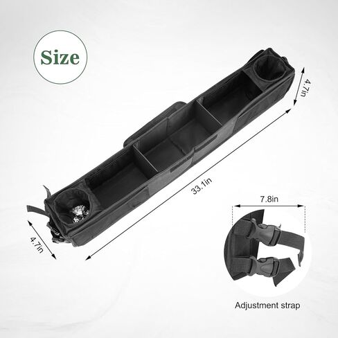 حقيبة تخزين علوية لعربة الجولف قابلة للطي، حقيبة تخزين لسقف السيارة بدون حفر، حقيبة تنظيم شبكية بطول قابل للتعديل لعربة الجولف تناسب جميع سيارات النادي السابقة، تيمبو، للأمام (أسود) in Kuwait