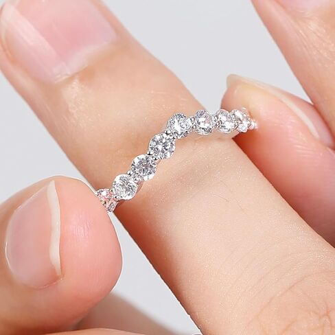 Moissanite Wedding Band for Women, 0.54 ct D Color VVS1 Sterling Silver Rings Half Eternity Moissanite Stackable Engagement Ring Anniversary in Saudi Arabia