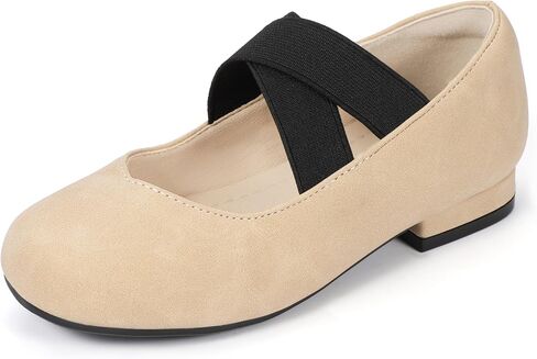 Pandaninjia Girls Dress Shoes Flats Plats Mary Jane Flastic Cross Strap Little Big Kid Low Low Cheels Flower Girl Shoes in Saudi Arabia
