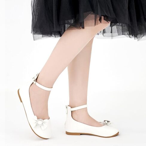 FUDYNMALC Girls Dress Shoes Ballet: Rhinestones Bow Princess Flats for Toddle Little Big Kids Mary Jane Footwear Wedding Party in Saudi Arabia