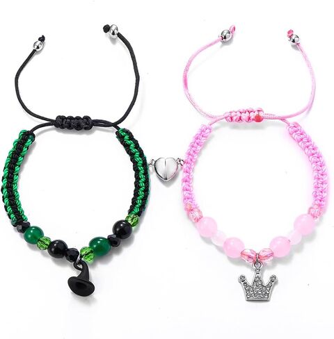 Elphaba Galinda Matching Bracelets -Braided Friendship Bracelet- Rhinestone Crown Witch Hat Matching Bracelets -Couples BFF Accessories Gifts for Fans Party Dress Decor in Saudi Arabia