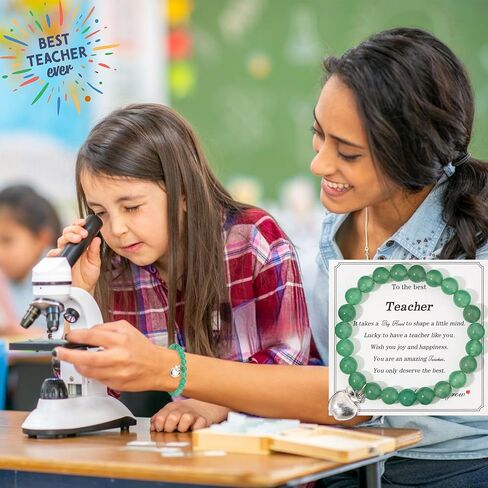 MOZAKA 9Pcs Teacher Appreciation Bracelets Gifts for Women Men, Natural Stone Teacher Appreciation Gift - Thank You Gift for Teachers in Kuwait